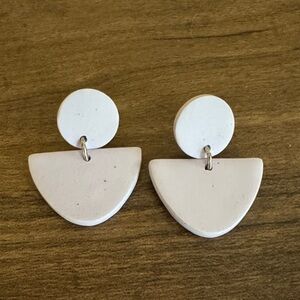 Minimalist White Geometric Dangle Earrings